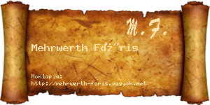 Mehrwerth Fóris névjegykártya